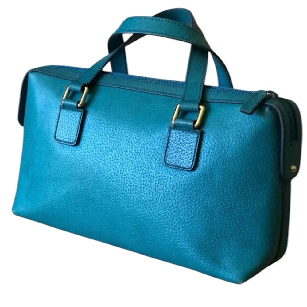 Gucci Teal Calf Leather Boston Bag Made in Italy. Comes with COA